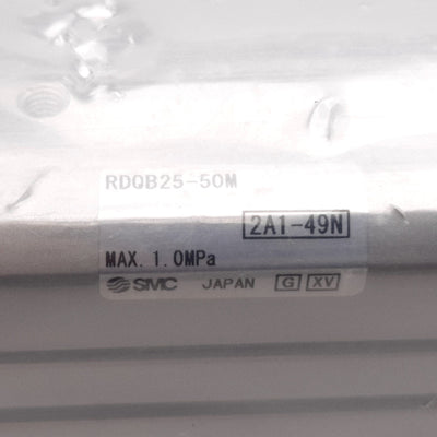 New SMC RDQB25-50M Compact Cylinder W/ Air Cushion, Bore: 25mm, Stroke: 50mm, M5x0.8