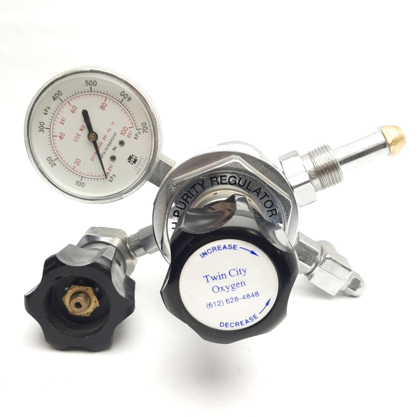 Used Twin City Oxygen HPT270C-250 Hight Purity Compressed Gas Regulator w/ USG Gauge