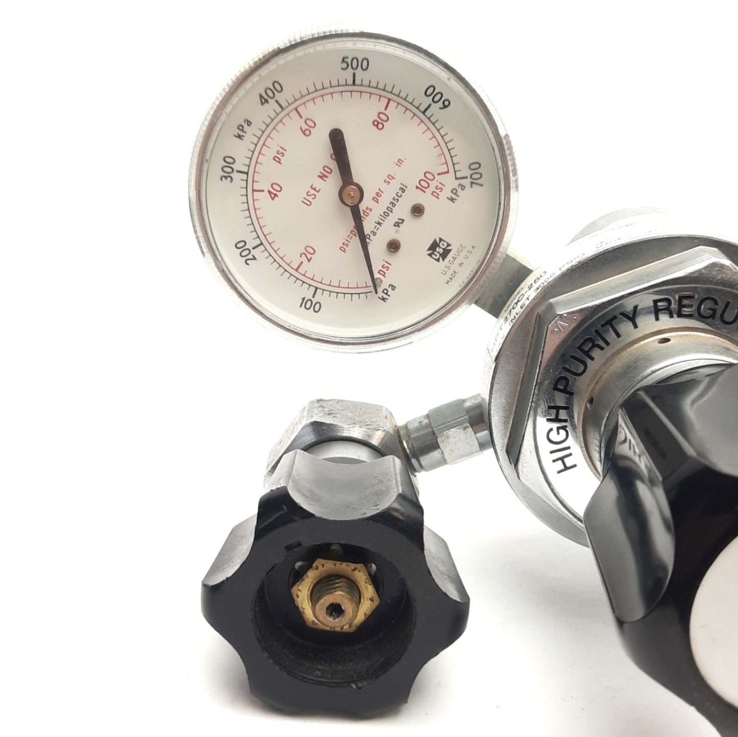 Used Twin City Oxygen HPT270C-250 Hight Purity Compressed Gas Regulator w/ USG Gauge