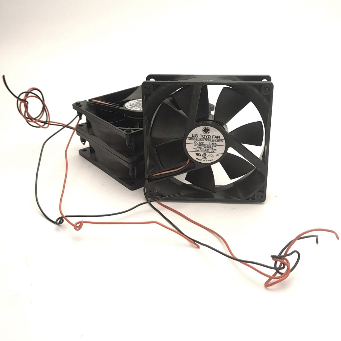 Used Lot of 3 US Toyo Fan USTF922512HW Brushless DC Fan, 12VDC, 0.3A, 2850RPM, 2W
