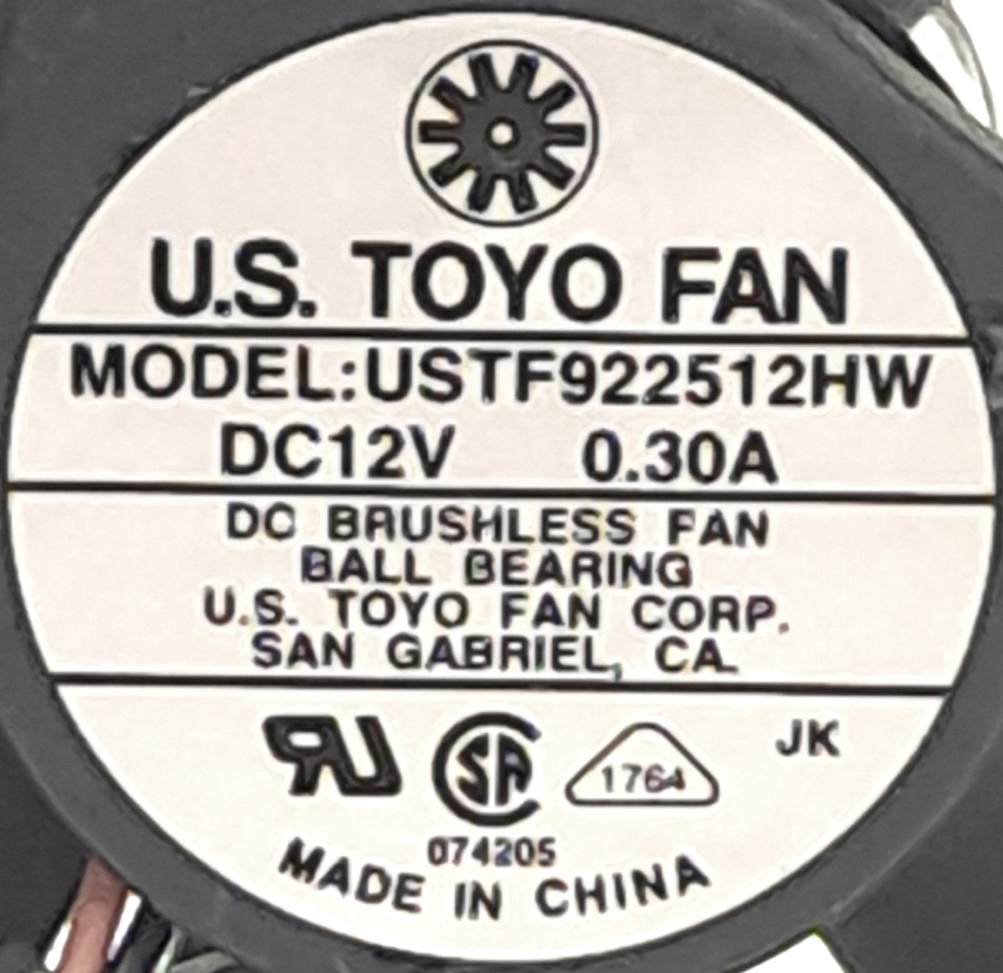 Used Lot of 3 US Toyo Fan USTF922512HW Brushless DC Fan, 12VDC, 0.3A, 2850RPM, 2W