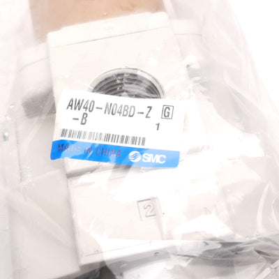 New SMC AW40-N04BD-Z-B Filter/Regulator, Supply: 150psi Max, Set: 7-125psi, 1/2" NPT