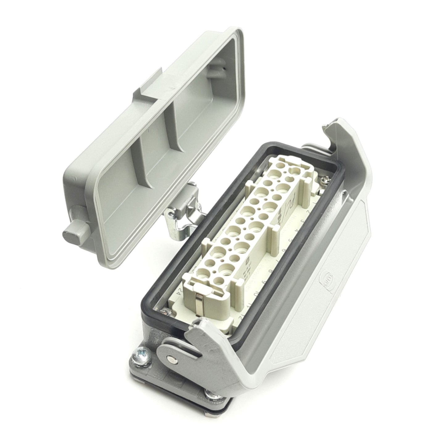 Used Harting Han 24 E-F Female Connector 24 Pin, 500V 15A w/ Plastic Latch Housing