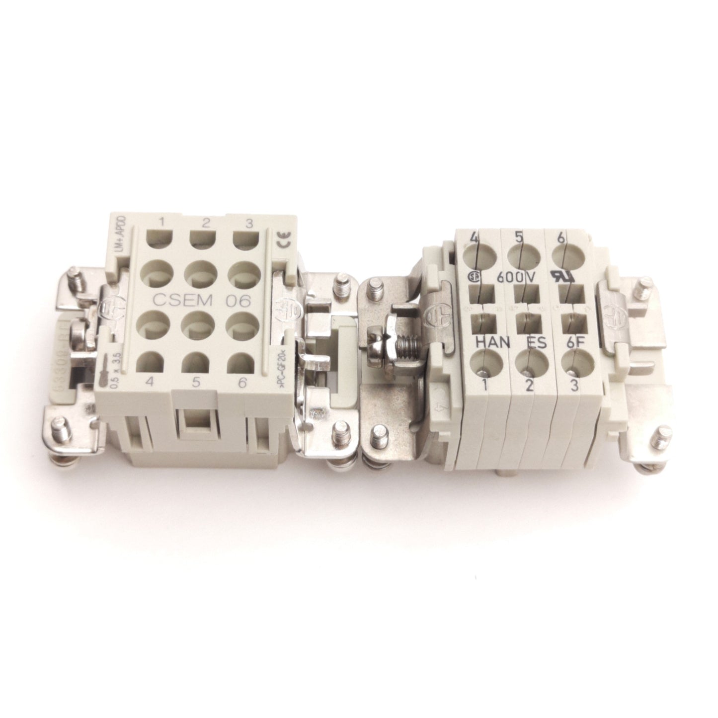 Used Harting HAN ES-6F & ILME Mating Connectors And Latch Housing, Size:6B, 500V 16A