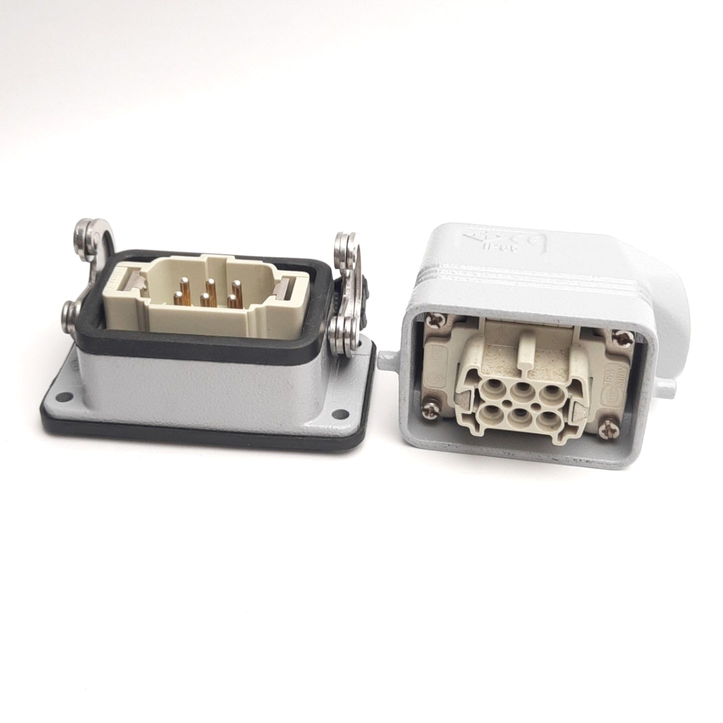 Used Harting HAN ES-6F & ILME Mating Connectors And Latch Housing, Size:6B, 500V 16A