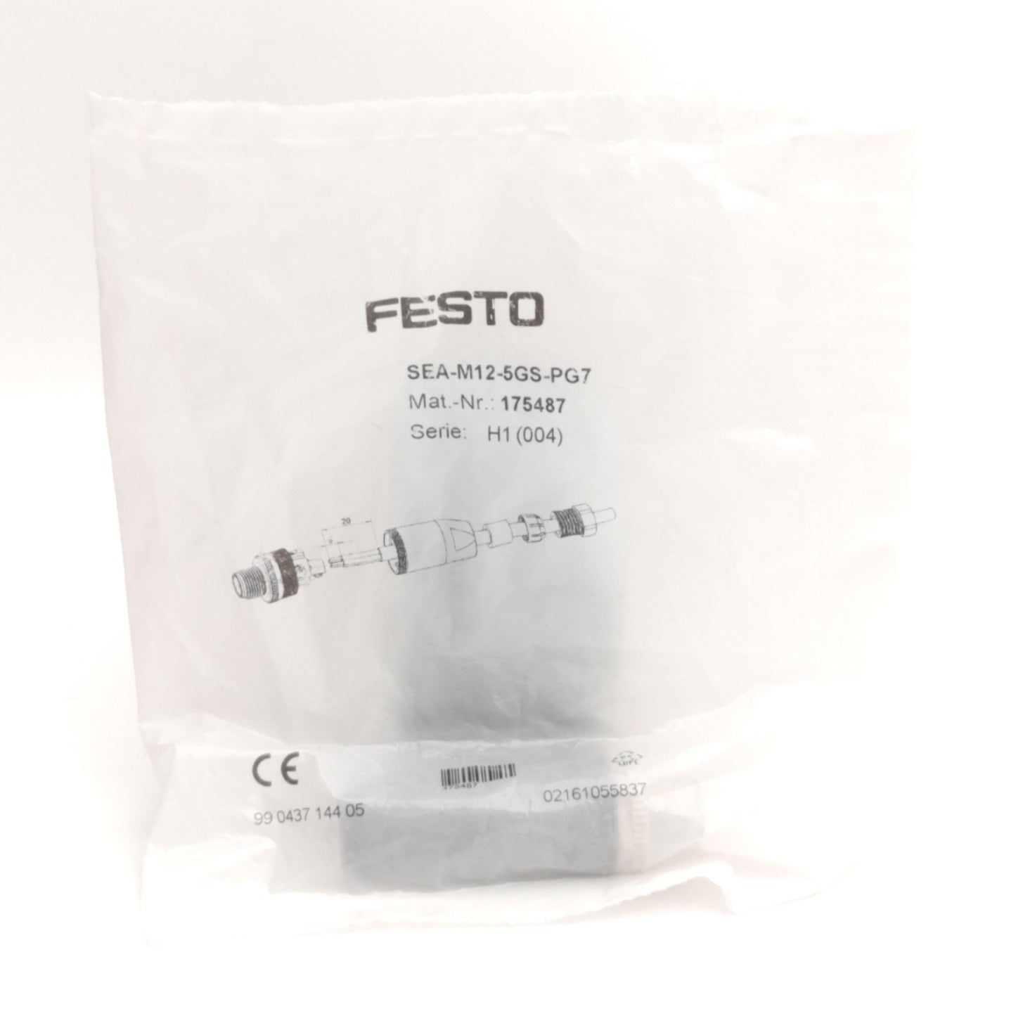 New Festo SEA-M12-5GS-PG7 Straight Plug Connector for T-Adapters, M12 5-Pin, 60V 4A