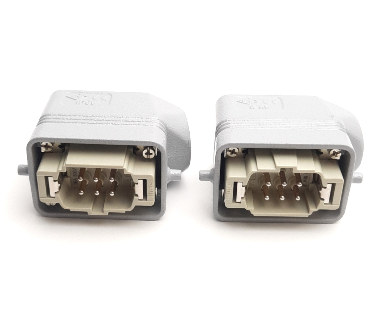 Used Lot of 2 ILME CSEM-06 & 23468 Male Connectors, 6-Pin, 16A 500V, Size: 44.27