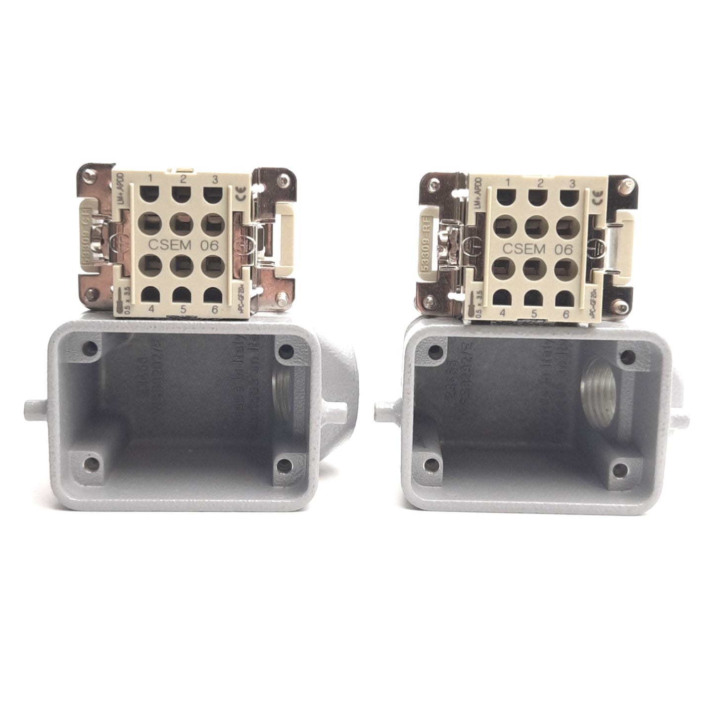 Used Lot of 2 ILME CSEM-06 & 23468 Male Connectors, 6-Pin, 16A 500V, Size: 44.27