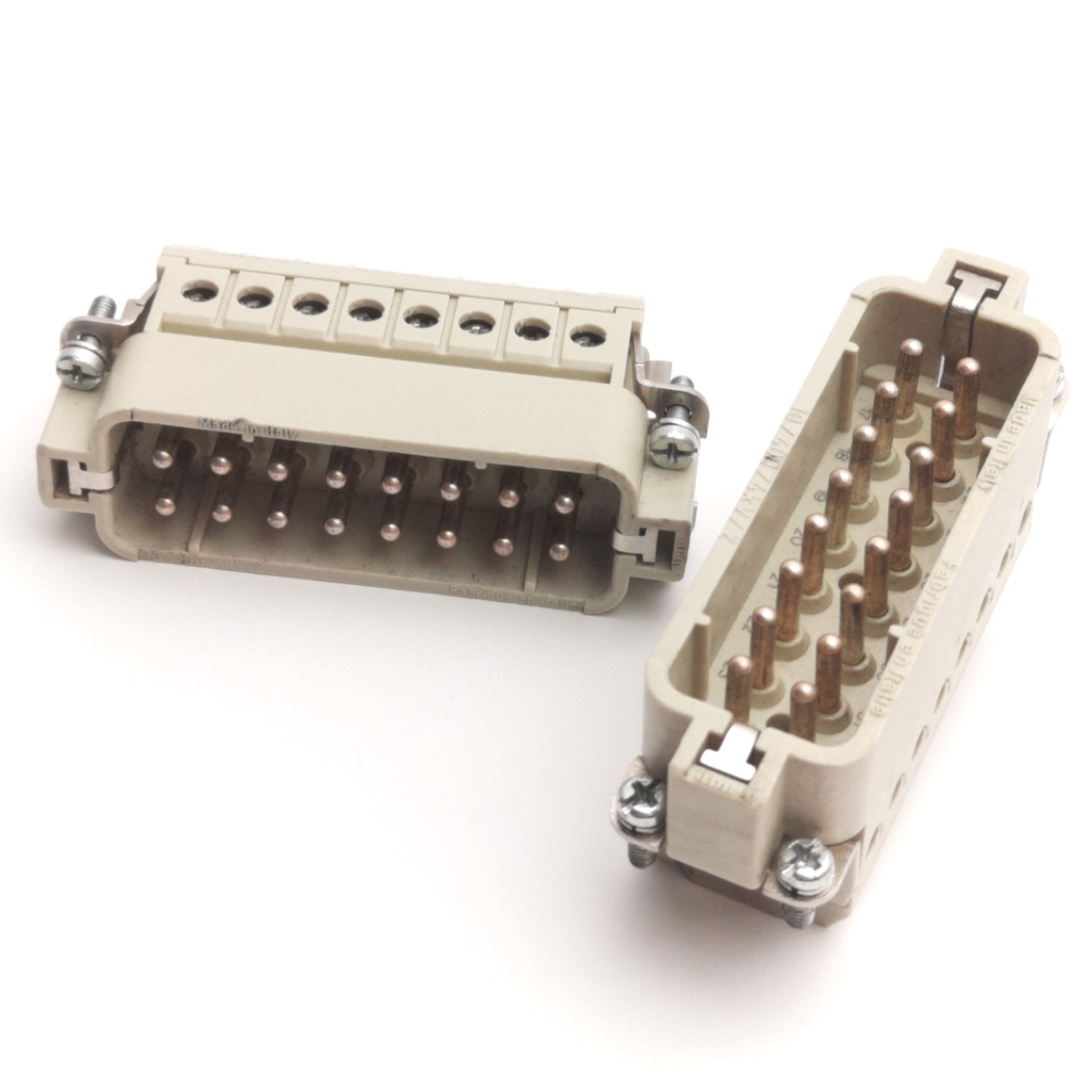 Used Lot of 2 ILME CDAM 16 N Male Inserts, 16-Poles, 250V 16A, Size: 66.40