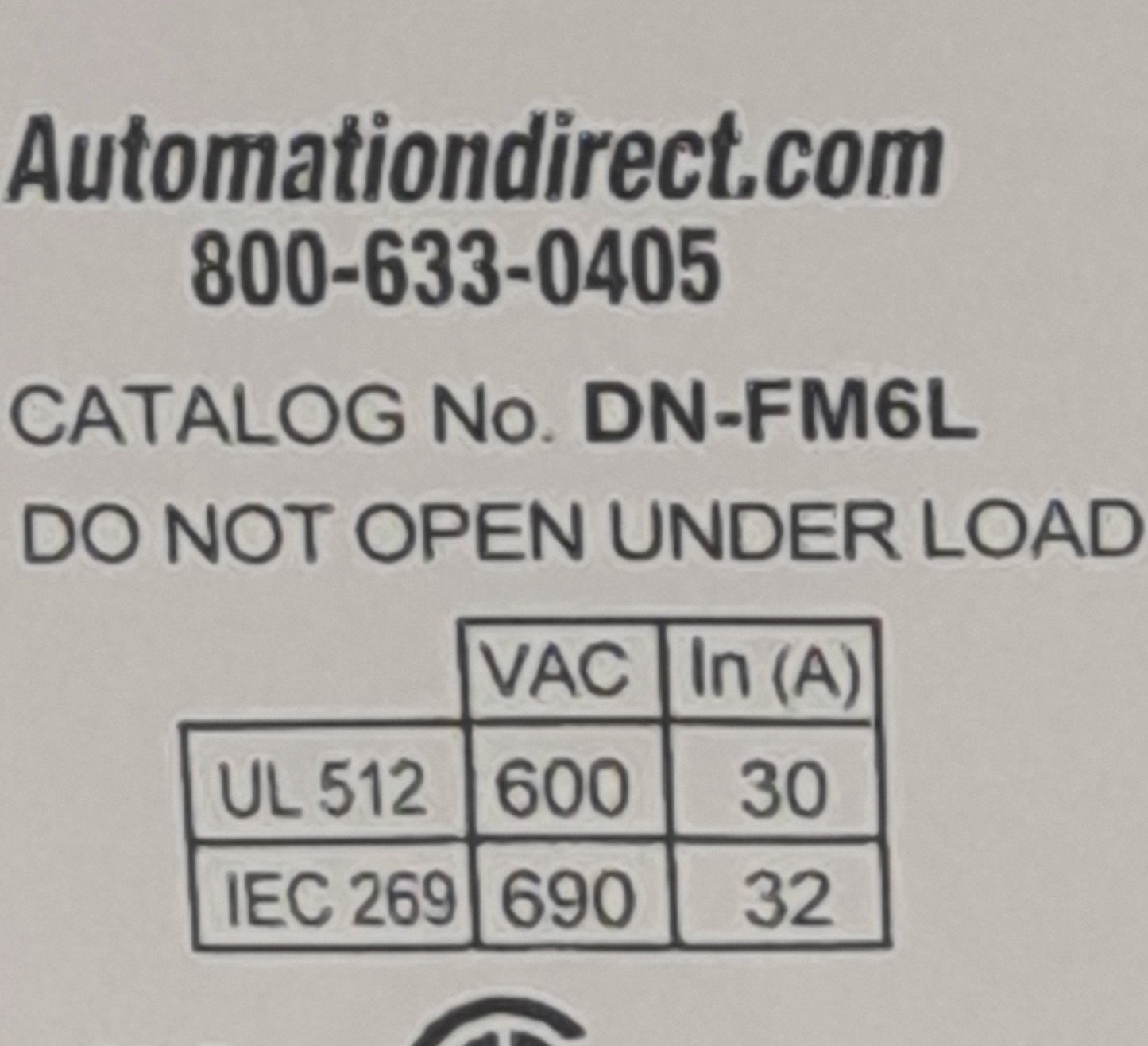 Used Lot of 4 Automation Direct DN-FM6L Fuse Terminal Block, 600V, 30A, 14-6AWG