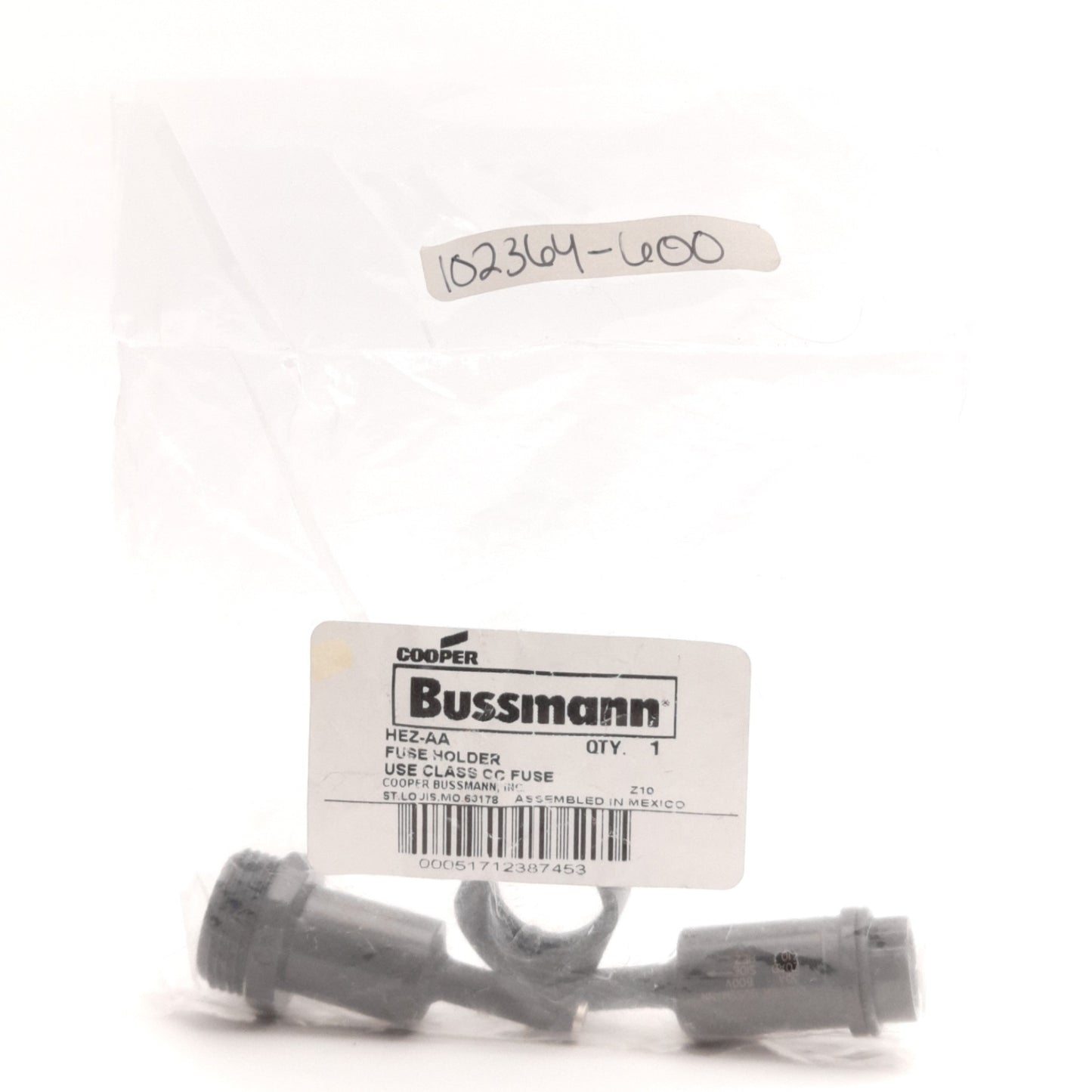 New Cooper Bussman HEZ-AA Fuse Holder, For Clas CC Fuses, 600V 30A, In-Line Mounting