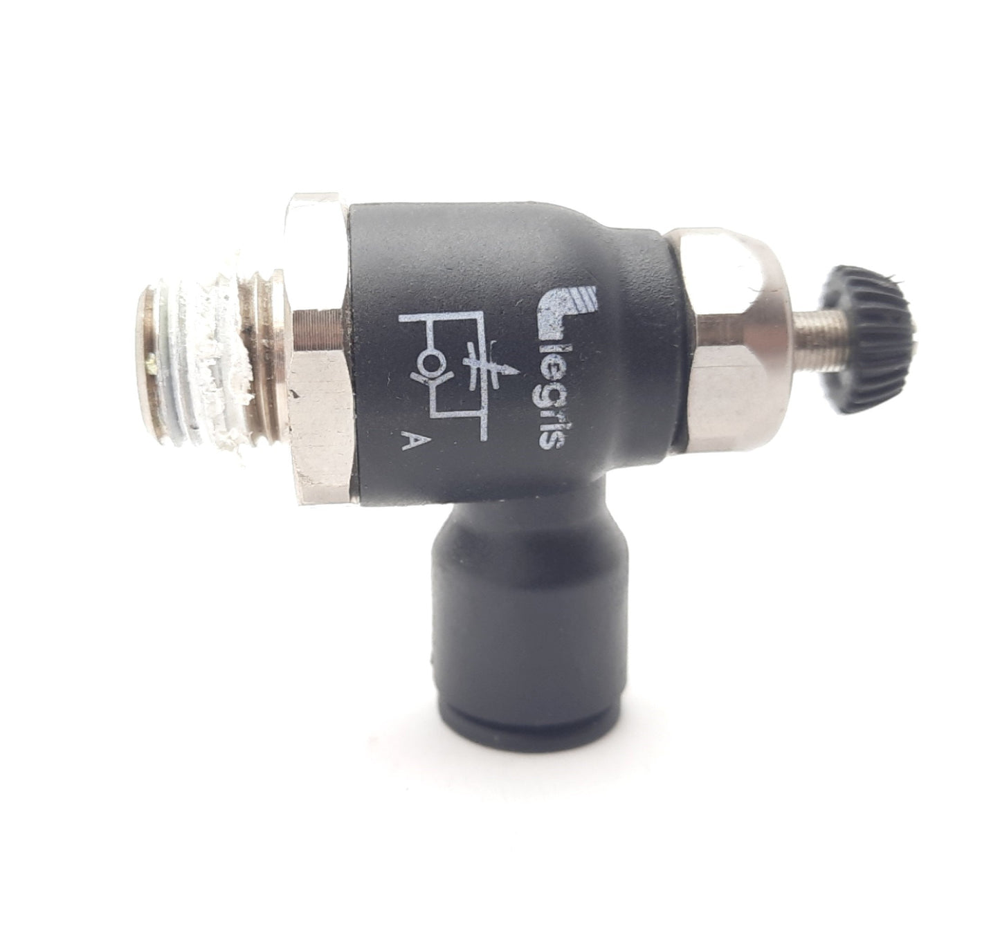 Used Lot of 2 Parker Legris 70656014 Compact Flow Control Valve 1/4" NPT, 3/8" P2C