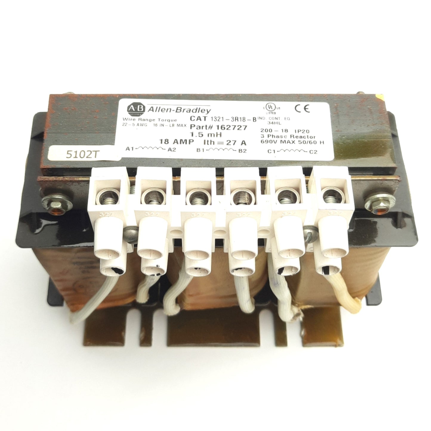 Used Allen Bradley 1321-3R18-B / 162727 Power Conditioner, 1.5mH Inductance, 27A 690V