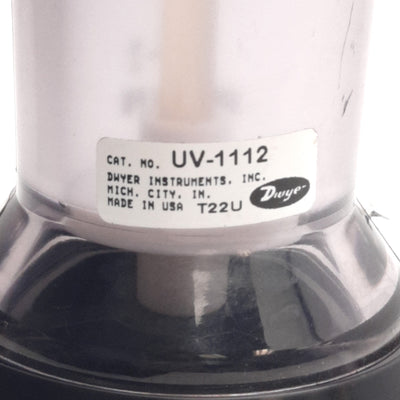 Used Dwyer UV-1112 Flowmeter, 2-19LPM/0.5-5GPM Water, 1" NPT, 6" Scale, 150Psi Max