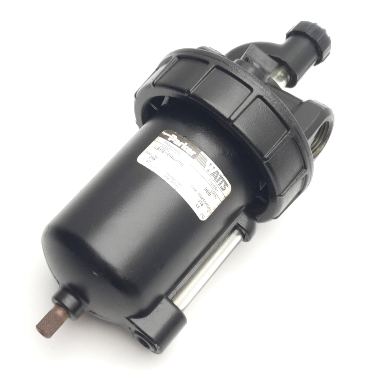 Used Parker L606-04W/M9 Pneumatic Lubricator, 250 Psi Max, 150° F Max, 1/2" NPT