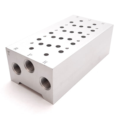 New SMC SS5YJ7-41-04-01T Solenoid Valve Manifold Block, 4-Station, 1/4" NPT 1/8" NPT