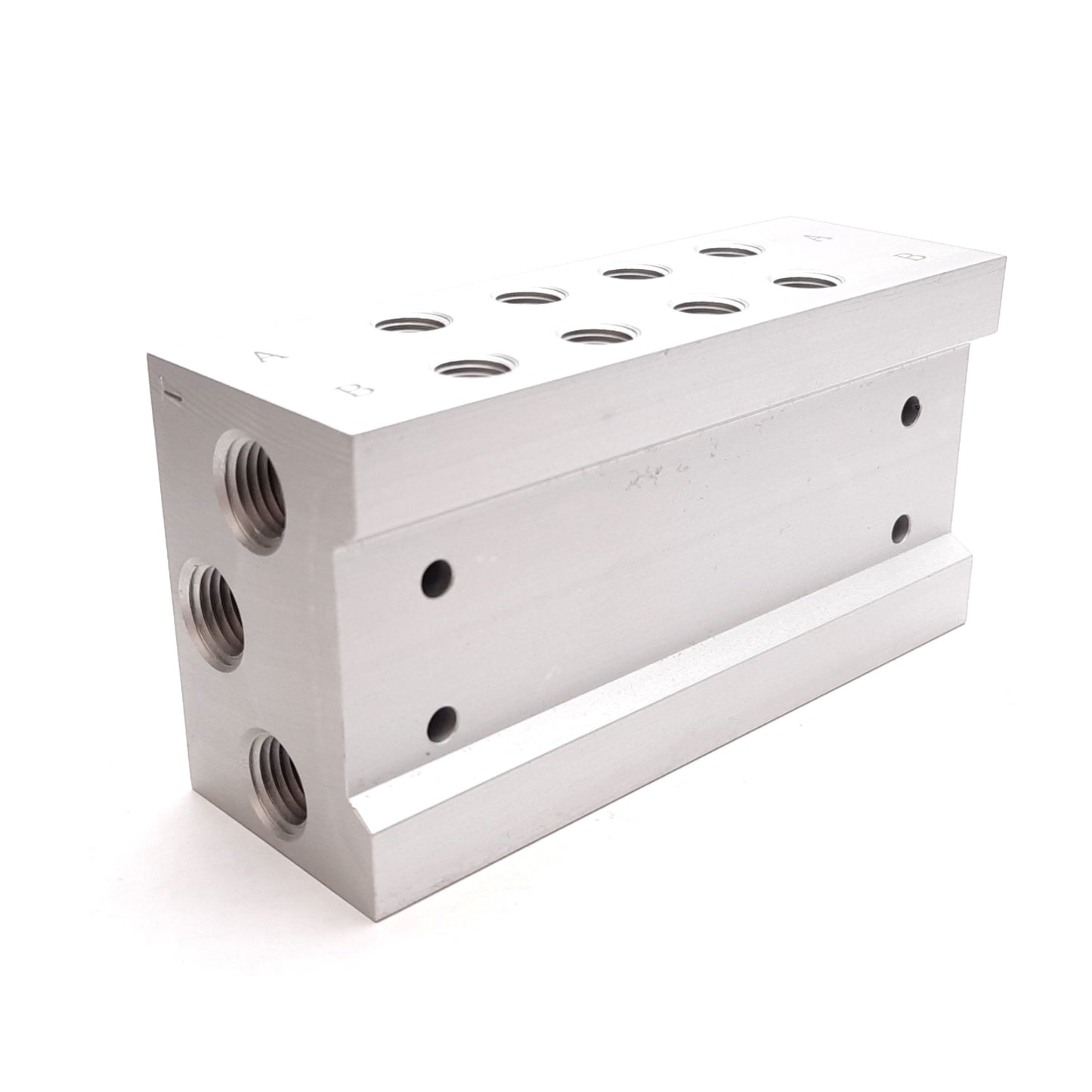 New SMC SS5YJ7-41-04-01T Solenoid Valve Manifold Block, 4-Station, 1/4" NPT 1/8" NPT