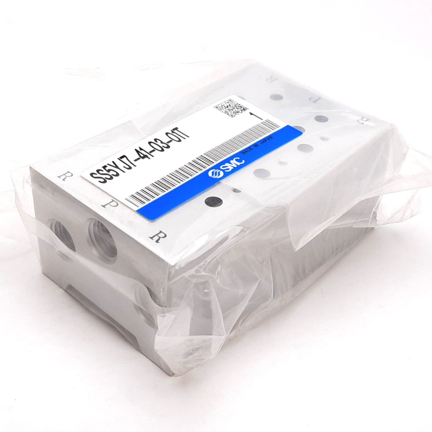 New SMC SS5YJ7-41-03-01T Solenoid Valve Manifold Block, 3-Station, 1/4" NPT 1/8" NPT