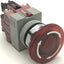 Used Idec AVLW49902D-R-24V Red LED Pushbutton, 24V AC/DC, 10A, 2NC Contact Block