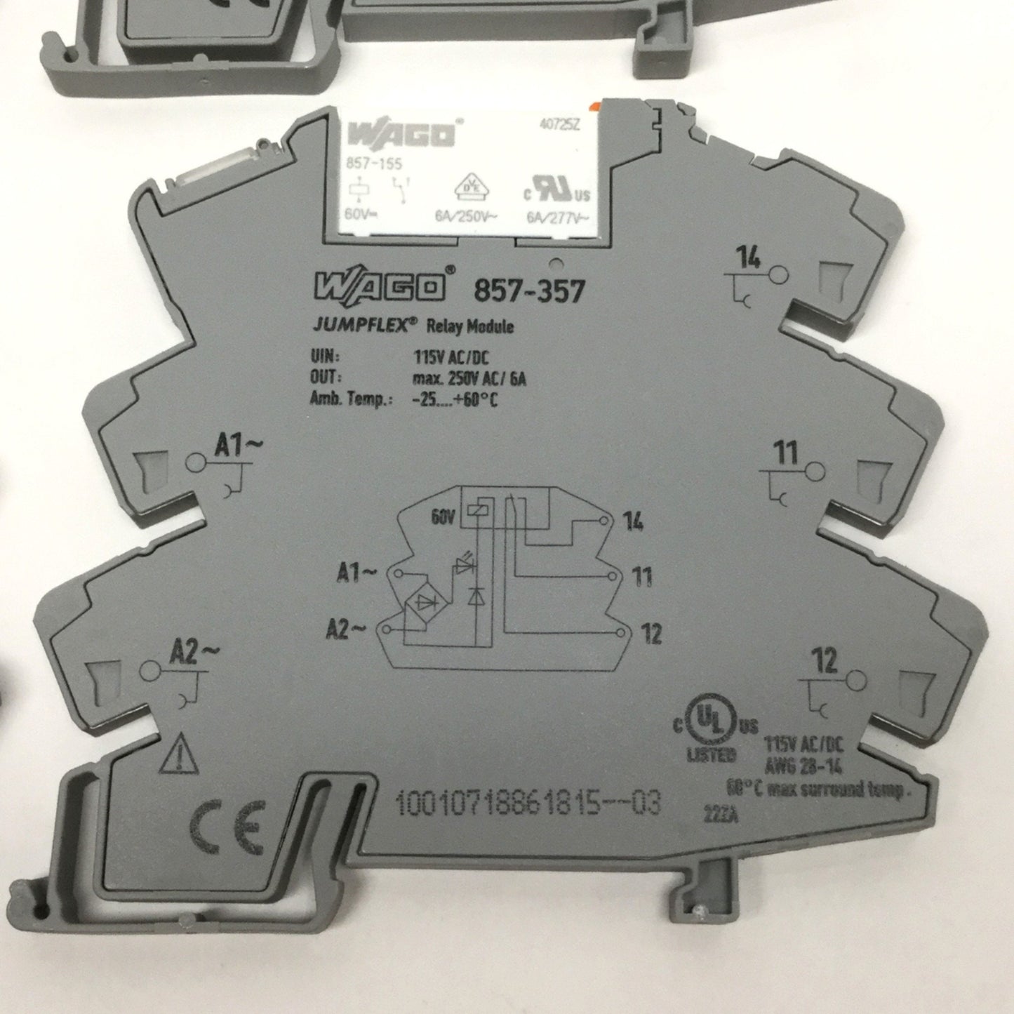 New – Open box Lot of 4 Wago 857-357 Jumpflex Relay Module Terminal Block 115V AC/DC 250VAC 6A