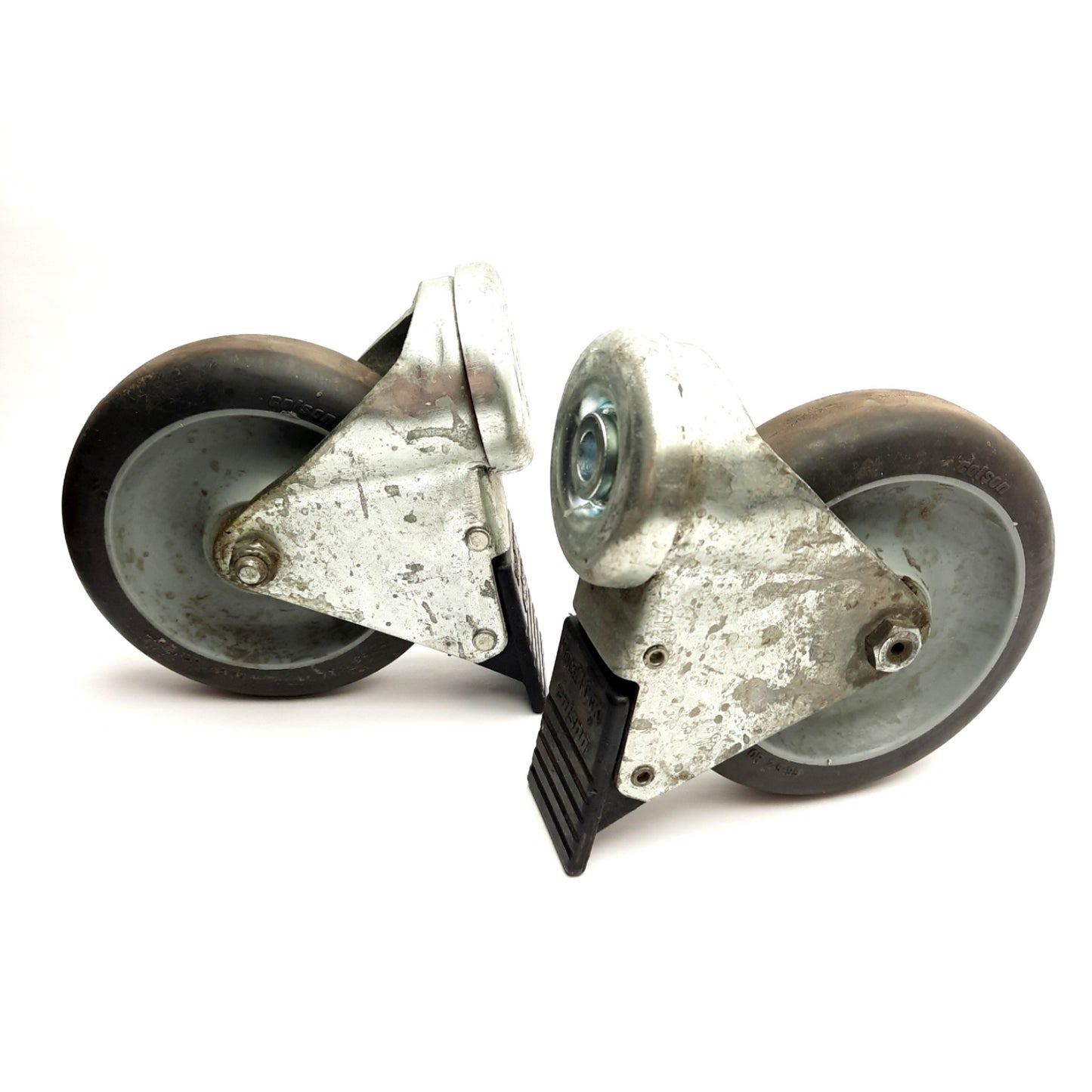 Used Lot of 2 Colson 2-5-45/2-5-95 Swivel Caster w/ Total Lock 5" x 1.25" Wheel