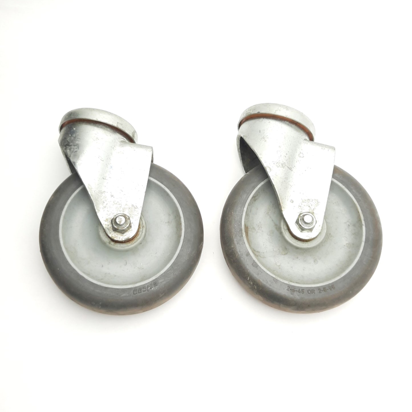 Used Lot of 2 Colson 2-5-45/2-5-95 Swivel Caster 5" x 1.25" Wheel, Hollow Top Plate