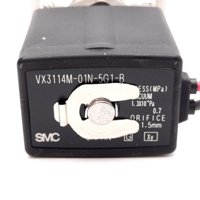 New SMC VX3114M-01N-5G1-B Vacuum Solenoid Valve, 2-Position 3-Port, 24VDC, 1/8" NPT