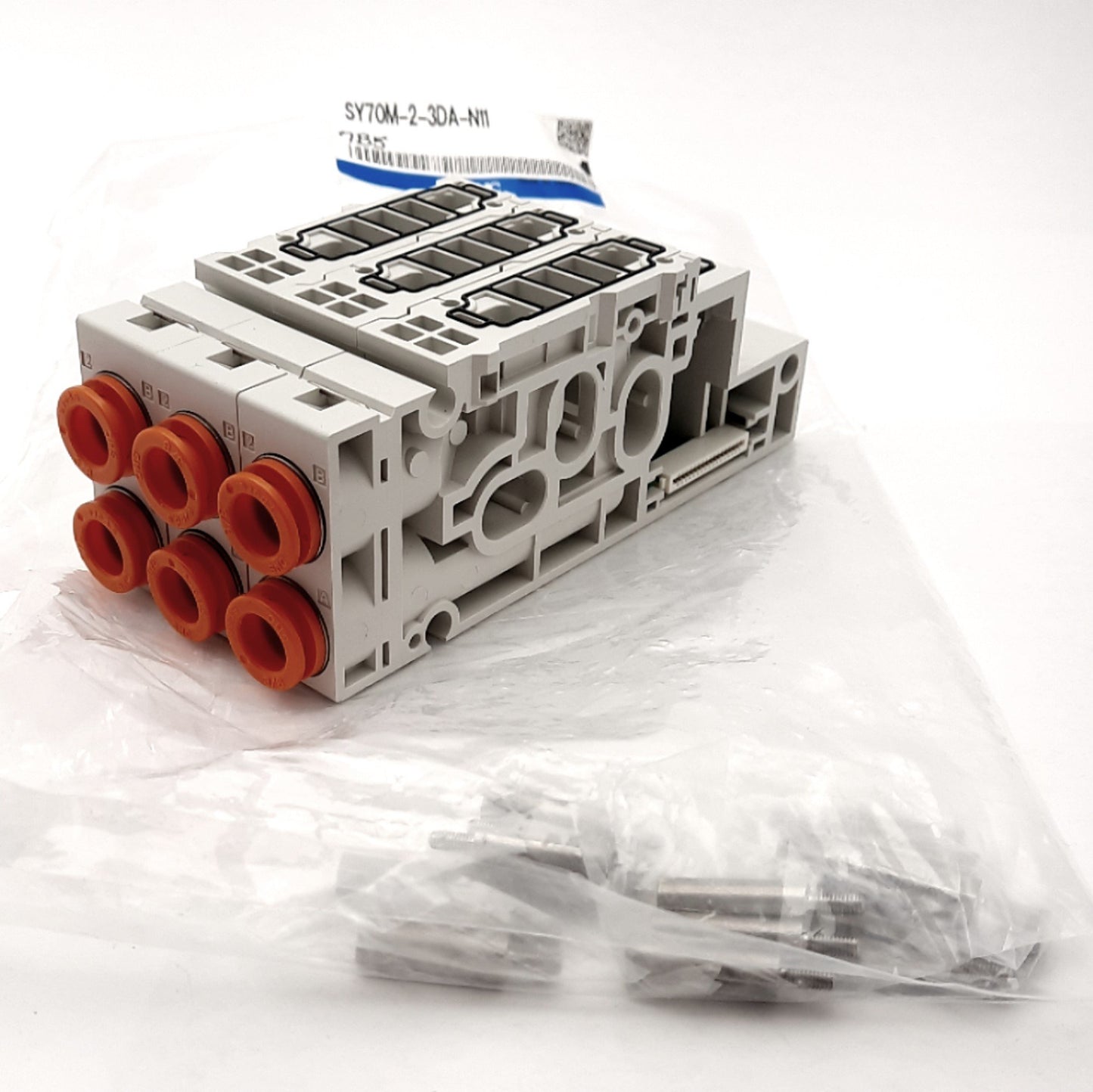 New Lot of 3 SMC SY70M-2-3DA-N11 Manifold Blocks, EXH/SUP Side Ported, 3/8" Port