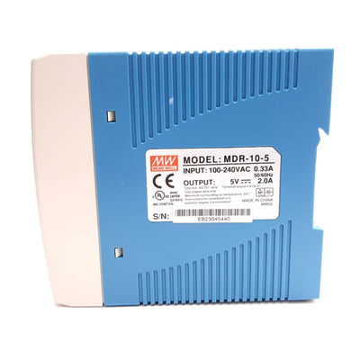 New Mean Well MDR-10-5 Power Supply, Input: 100-240VAC 0.33A, Output: 5VDC 2A