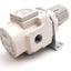 Used SMC AR30-N02BE-Z-B Pneumatic Regulator, Set: 7-125psi, W/ 0-150psi Gauge