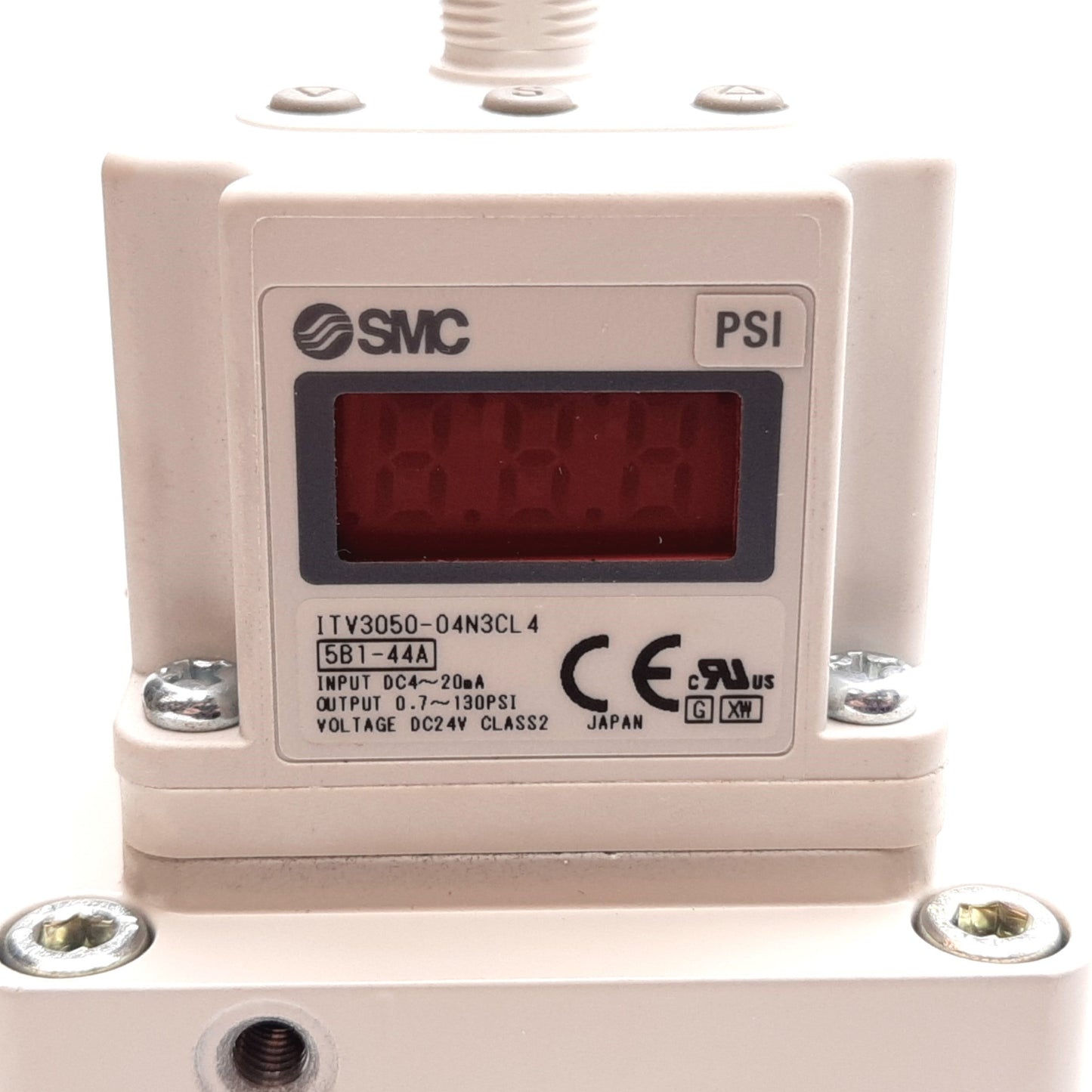Used SMC ITV3050-04N3CL4 Electro-Pneumatic Regulator, In: 4-20mA, Out: 0.7-130psi