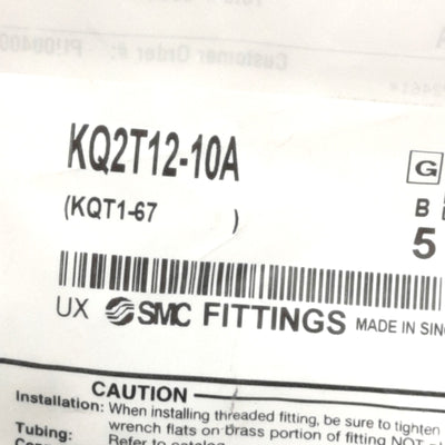 New Lot of 5 SMC KQ2T12-10A Different Diameter Fitting Union Tee, 12mm/10mm P2C