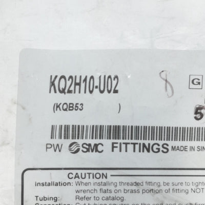 New – Open box Lot of 8 SMC KQ2H10-U02 Straight Union Fittings, Uni1/4 to 10mm P2C, 1MPa Max