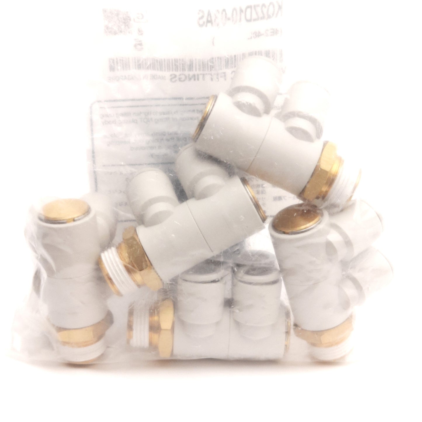 New Lot of 5 SMC KQ2ZD10-03AS Double Branch Male Elbow, 10mm P2C to R3/8, 1MPa Max