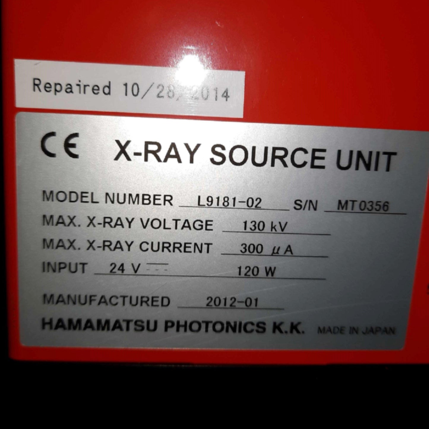Used NSI ImagiX X-View X-Ray Inspection Machine 5.12"² 130kV 300µA Rotary Stage 120V