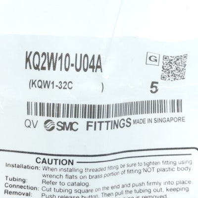 New Lot of 5 SMC KQ2W10-U04A Male Elbow Fitting, 10m P2C to Uni1/2, 1MPa Max