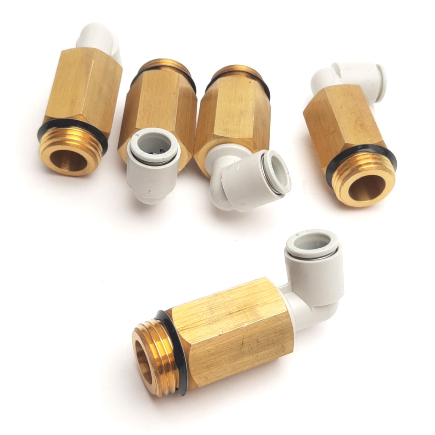 Used Lot of 5 SMC KQ2W10-U04A Male Elbow Fitting 10m P2C to Uni1/2, 1MPa Max