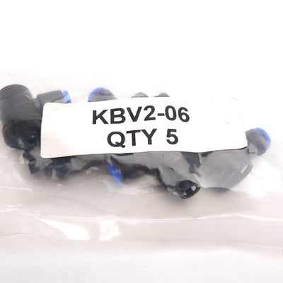 New Lot of 5 SMC KBV2-06 Piping Elbow Module, Tube Size: 6mm, Pressure: 1.0MPa
