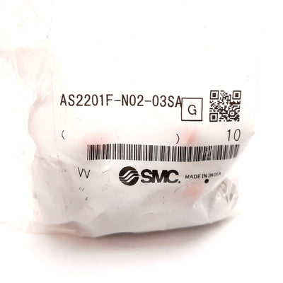 New Lot of 10 SMC AS2201F-N02-03SA Flow Control Fitting, 1/4" NPT, 4mm Tube, 1.0MPa