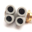 Used Lot of 4 SMC KQ2ZD10-03AS Double Branch Male Elbow, 10mm P2C to R3/8, 1MPa Max