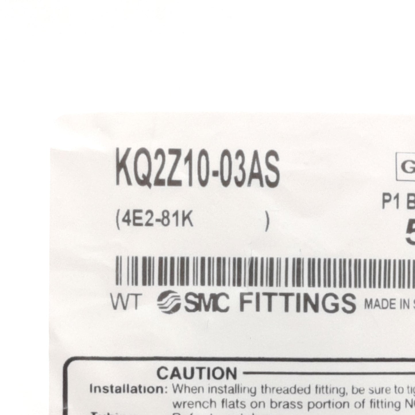 Used Lot of 4 SMC KQ2ZD10-03AS Double Branch Male Elbow, 10mm P2C to R3/8, 1MPa Max