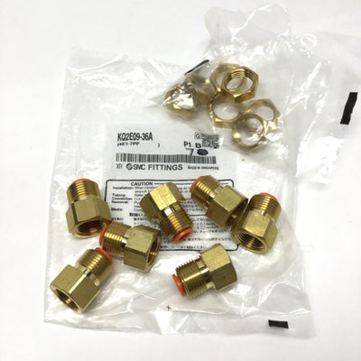 New – Open box Lot of 7 SMC KQ2E09-36A Bulkhead Connector One-Touch Fittings 3/8" NPT x Ø5/16"