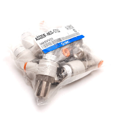 New Lot of 10 SMC AS3201F-N03-07SD Flow Control Elbow Fitting, 3/8" NPT to 1/4" Tube
