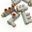 Used Lot of 9 SMC KQ2VT07-34S Triple Universal Elbow Air Fittings Ø1/4" x 1/8" NPT