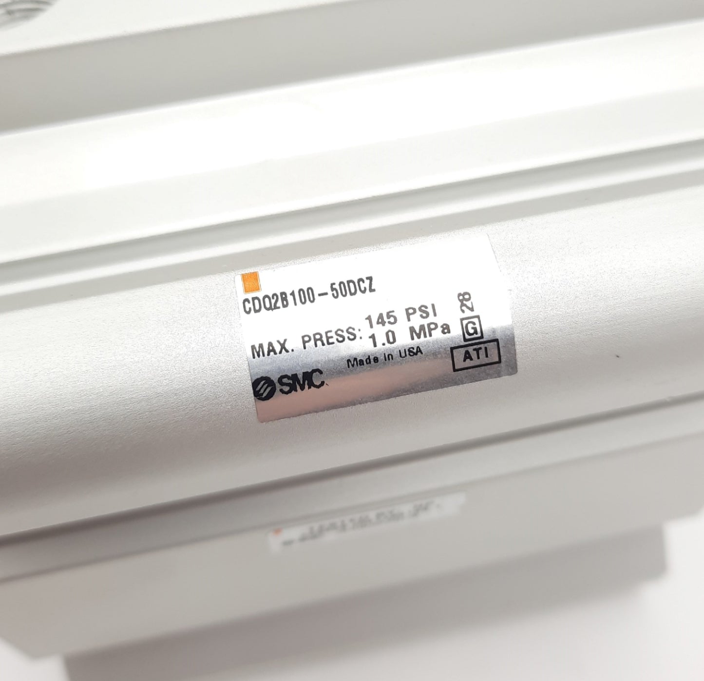 Used SMC CDQ2B100-50DCZ Cylinder Double Acting 100mm Bore, 50mm Stroke 145psi