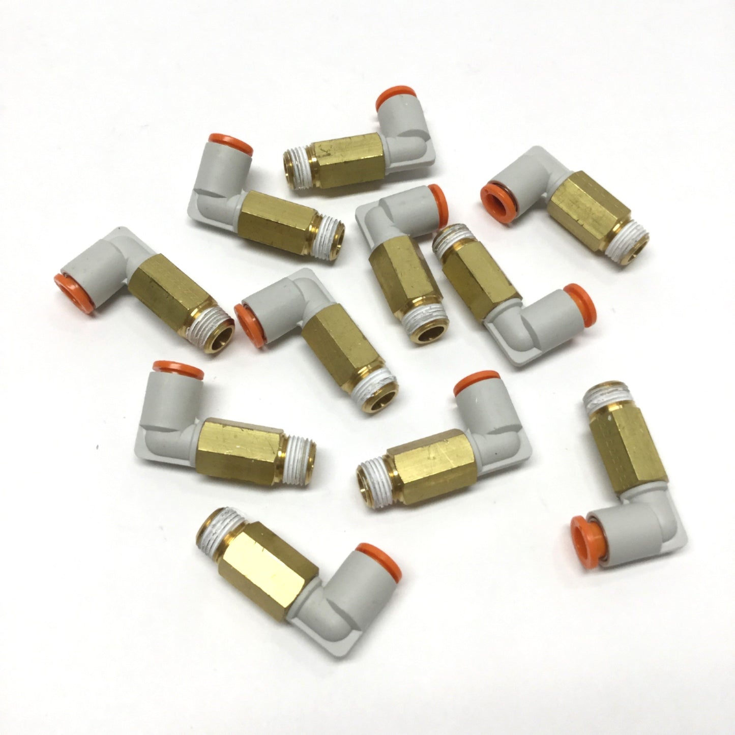 Used Lot of 11 SMC KQ2W07-34S Extended Male Elbow One-Touch Fittings Ø1/4" x 1/8" NPT