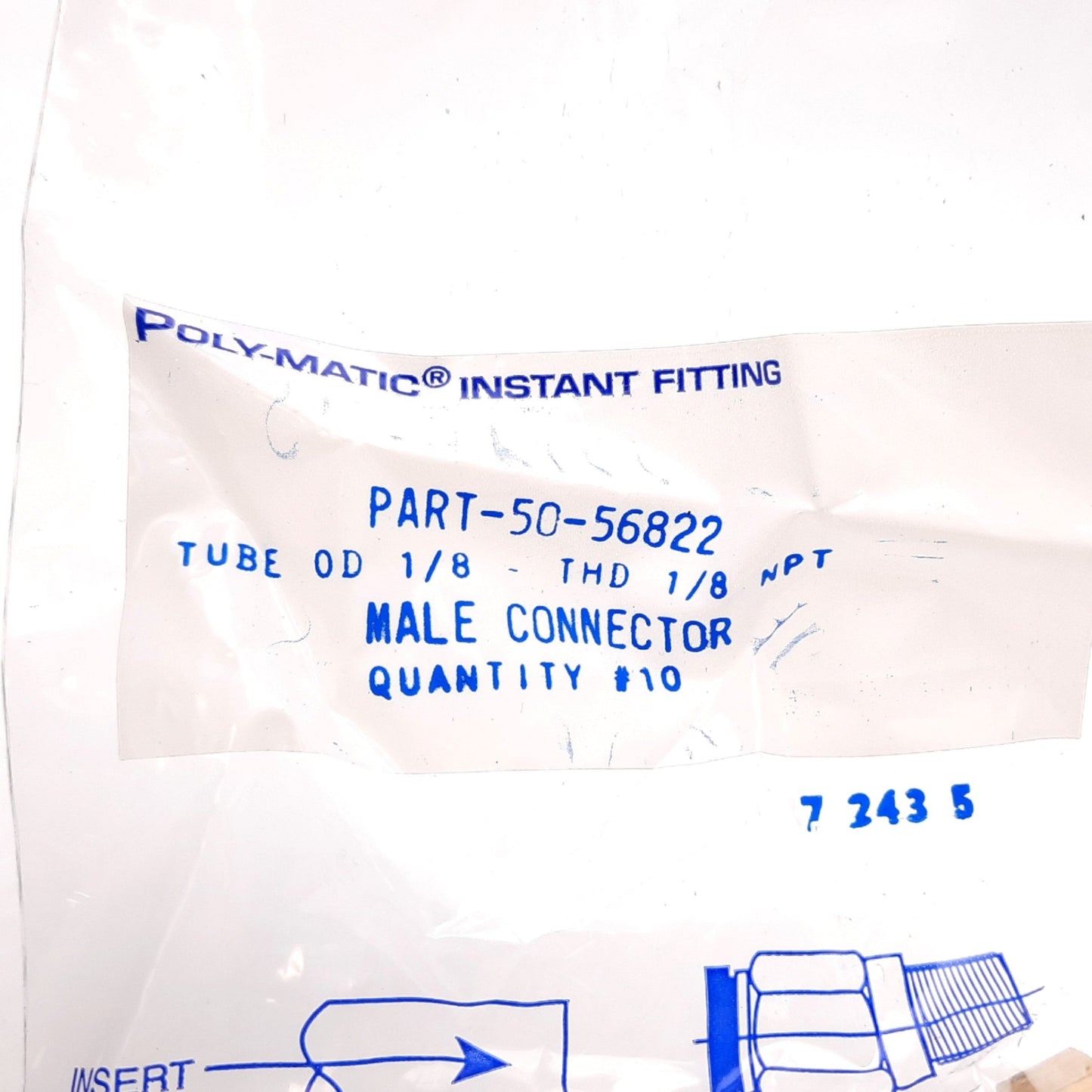 New Lot of 10 Nycoil PART-50-56822 Push-Connect Fitting, 1/8" NPT to 1/8" Tube