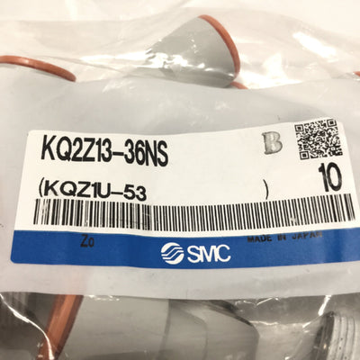 New Lot of 10 SMC KQ2ZD13-36NS Branch Universal Male Elbow Fittings Ø1/2" x 3/8" NPT