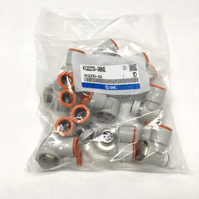 New Lot of 10 SMC KQ2ZD13-36NS Branch Universal Male Elbow Fittings Ø1/2" x 3/8" NPT