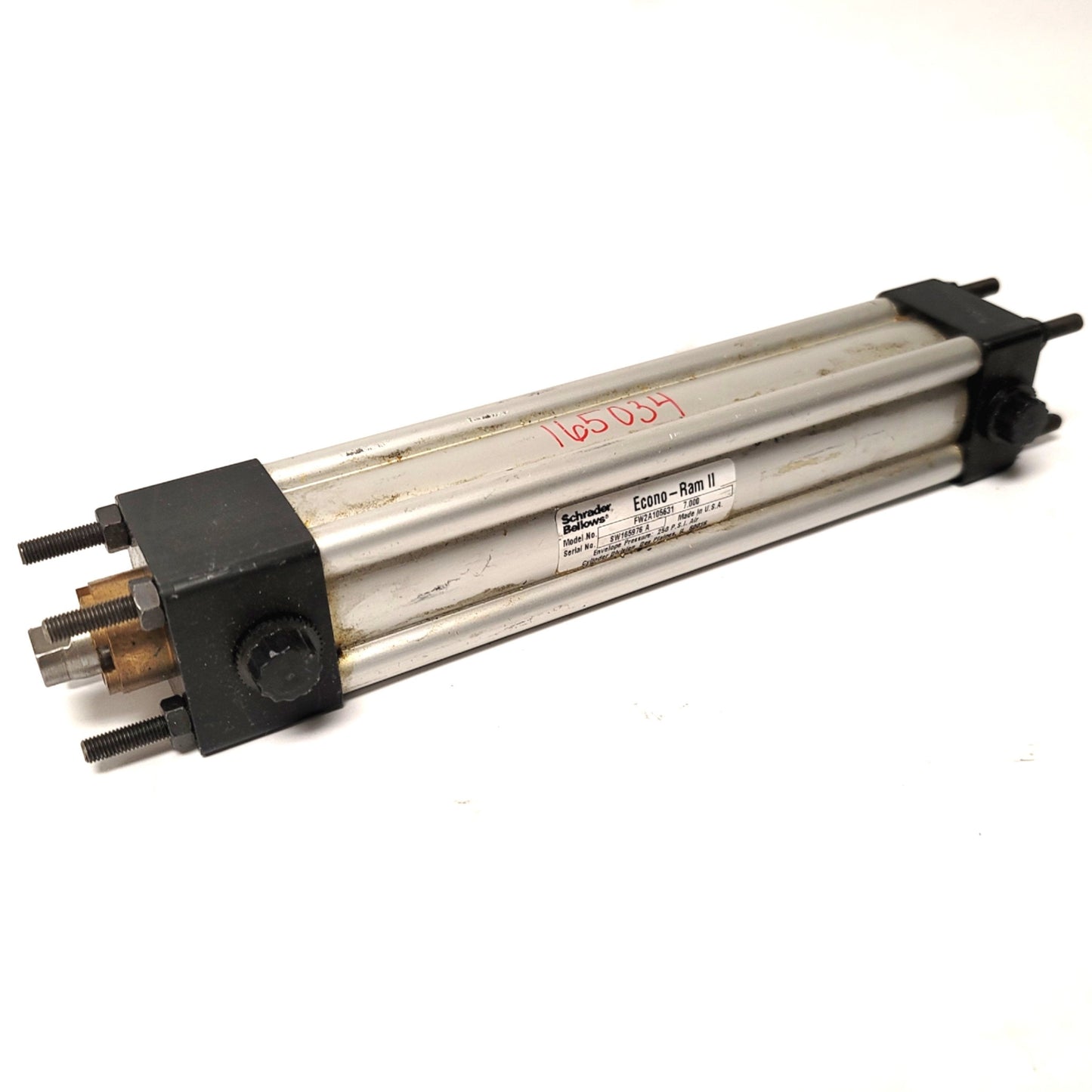 Used Schrader Bellows FW2A105631 Econo-Ram II Pneumatic Cylinder 7" Stroke 3/8" Ports